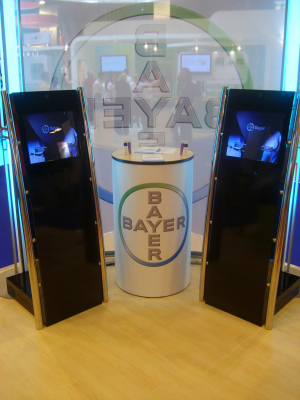 Touchpro Media Pods on the impressive Bayer Pharmaceutical stand